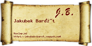 Jakubek Barót névjegykártya